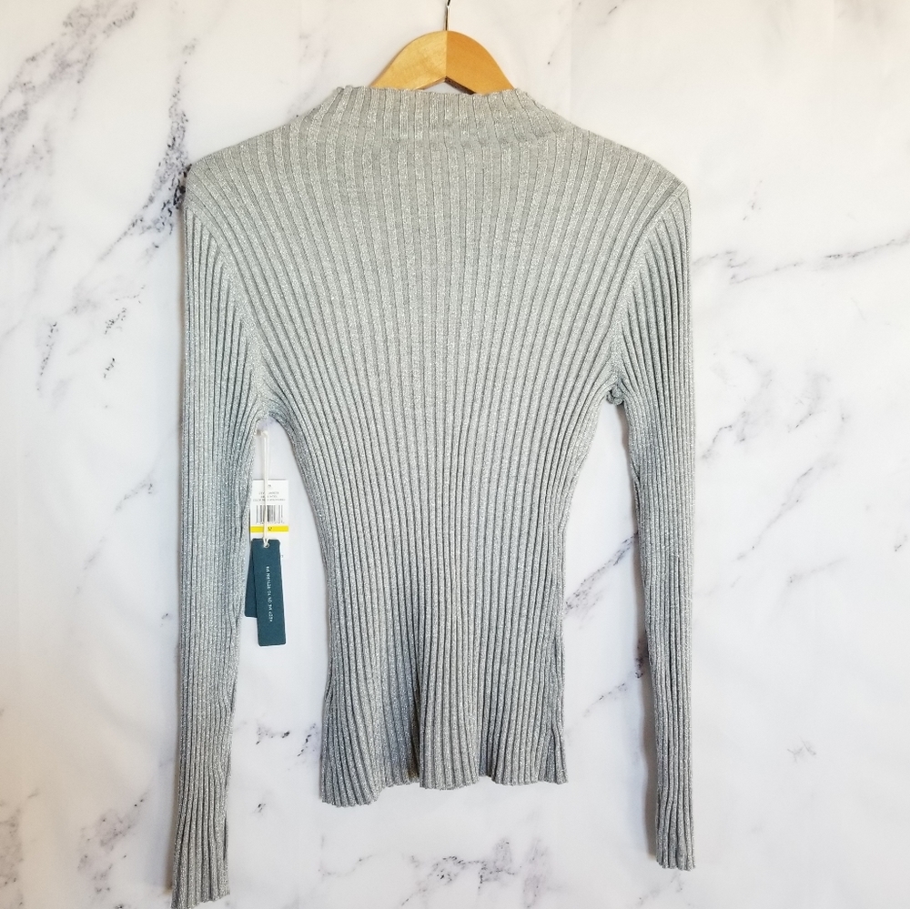 COURT & ROWE Metallic Mockneck Ribbed Sweater - Picture 2 of 6